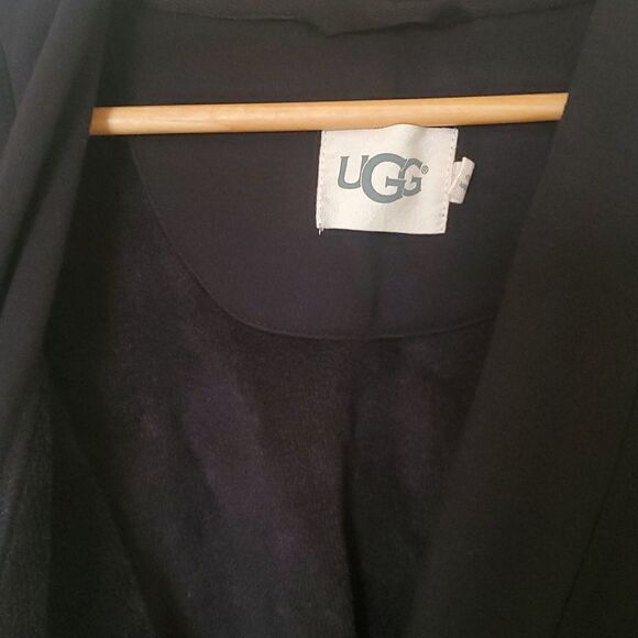 UGG Men's Black Plush Bathrobe with Pockets Size L/XL - Picture 6 of 10